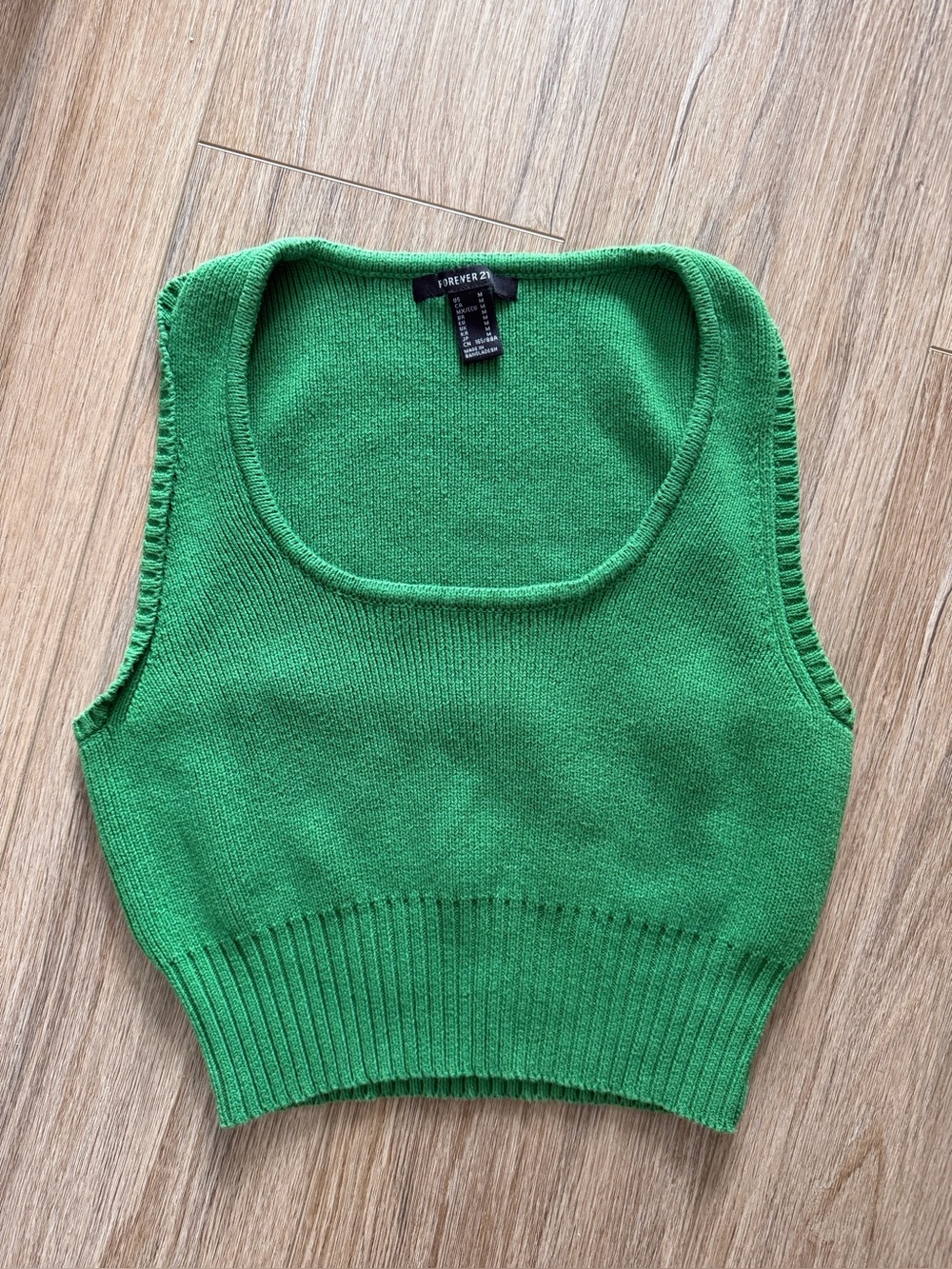 Forget 21 Green cropped knit tank top ribbed